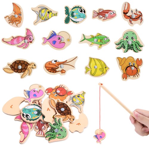 Wooden magnetic fishing - fishing, game