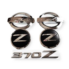 For NISSAN 5PCS 370Z Fairlady Z Front Rear SIDE Emblems Badge gloss silver