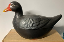 Vintage Black Moorhen Porcelain Duck Pate/Terrine Dish Michel Caugant Exc cond.