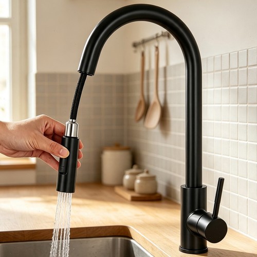 Modern kitchen mixer tap - mixer, pull