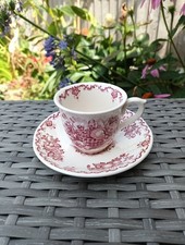 Masons Red "Fruit Basket" Coffee Cup & Saucer Patent Ironstone China England VGC