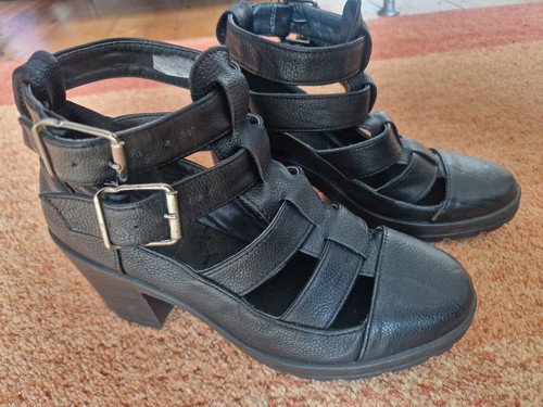 Topshop black chunky heel - black,
