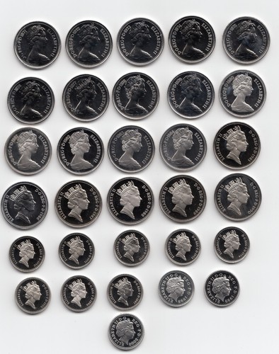 Proof five pence coins 5p - five,