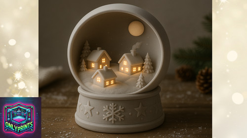Tea light houses - light, snowglobe