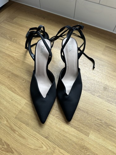 Zara black satin - black, up