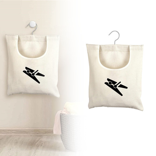 Hanging canvas peg bag - hanging,