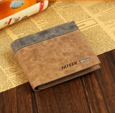 Brand New Yateer Cowhide Leather Bifold Wallet Brown