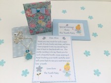 Personalised Tooth Fairy Letter, Necklace, Gift Box, Tooth Fairy Gift, Blue