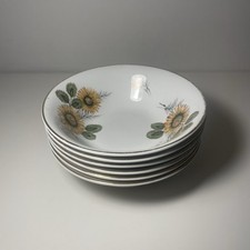 6 X Alfred  Meakin Sunflower Glo White Ironstone China Cereal / Soup Bowl - 16cm