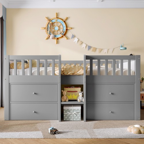 Low loft bed single solid - single,