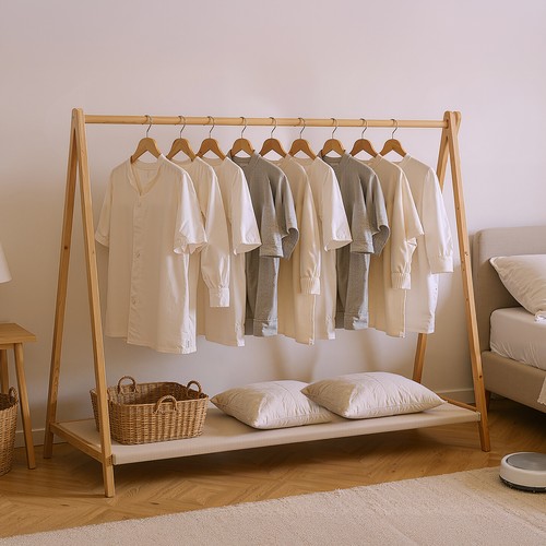 Folding bamboo clothes rail - folding,