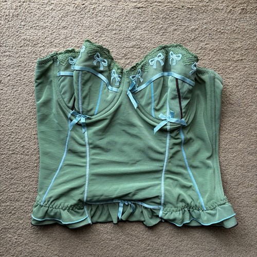 Y2k corset mesh green - corset,