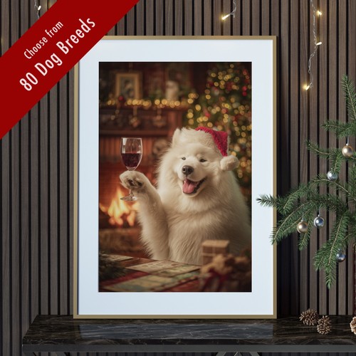 Funny dog christmas wall - dog, art