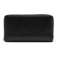 Gucci GG embossed 625563 Leather Zip Round Wallet Black
