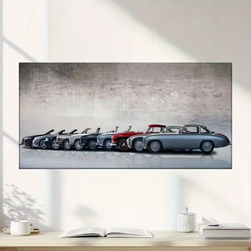 Three classic cars row - a,