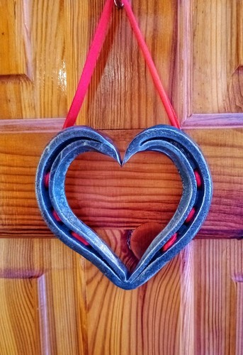 Horseshoe hearts hand forged