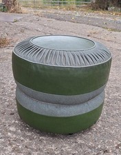 Vintage Retro 1960s 1970s Green Leather Pouffe Footstool H C Hanley Worcester 