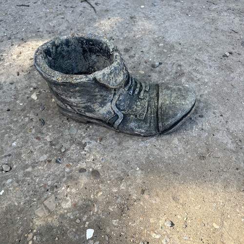Vintage concrete garden boot - concrete,