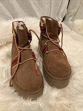 UGG CLASSIC MINI II BRAID CHESTNUT PLATFORM BOOTS US 12/ EU 43/ UK 10