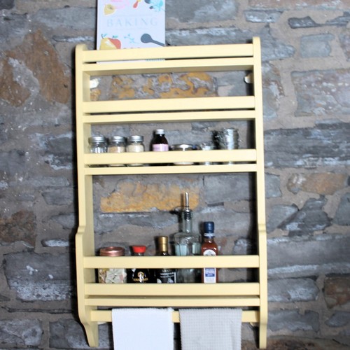 Yellow spice rack wooden wall - yellow,