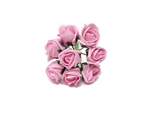 8 Head Foam Rose Bud Bunch x 3cm - Wedding Corsage Buttonhole Artificial Flower 
