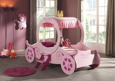 ARTISAN 3FT (90CM) GIRLS PINK PRINCESS CARRIAGE BED - MATTRESS OPTION - NOVELTY