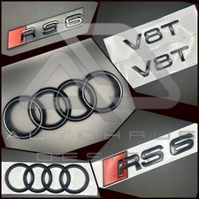 Audi RS6 V8T Gloss Black Pack Complete Set Kit Front Rings Badge Grill Emblem C7