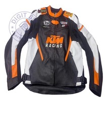 KTM Motorcycle Cowhide Leather Jacket CE Armoured Black Biker Leather Race Coat