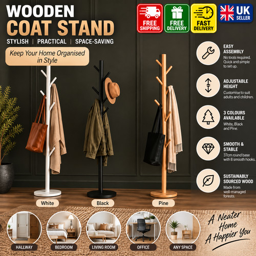 Wooden coat stand hooks - 8,