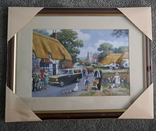 Framed mounted print village - framed,
