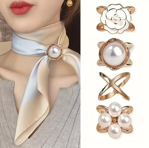 4pcs faux pearl scarf - 4pcs,