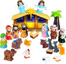 25 Pcs Nativity Set for Children with Lights, Christmas Story Toddle... 
