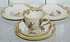 TAMSWARE / TAMS "CAVALIER" ART DECO TRIO CUP SAUCER & SIDE PLATE + 2 MORE SIDE P