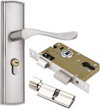 Door Handle Lever, Euro Lever Lock, Cylinder, 3 Copper Keys, Zinc Alloy