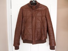 Pal Zileri Concept Brown Leather Zip Men Jacket size L