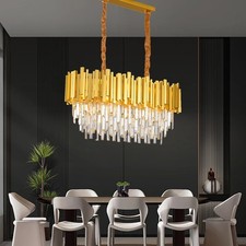 Contemporary K9 Crystal Pendant Light for Kitchen,Island,Restaurant,L80 Cm,Gold