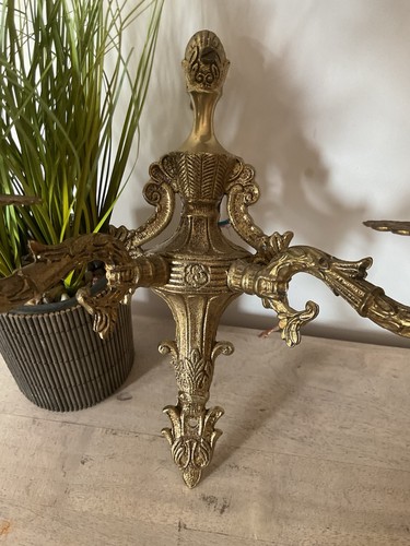 Antique brass twin arm - brass, wall