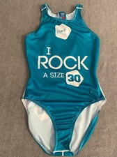 Zumo Women’s 30 Green Blue Water Polo One Piece Swimsuit Swim Diving EUC