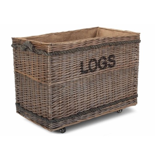 Wicker large log basket - basket, on