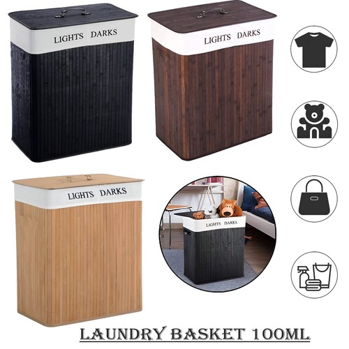 Bamboo laundry basket with lid - with,