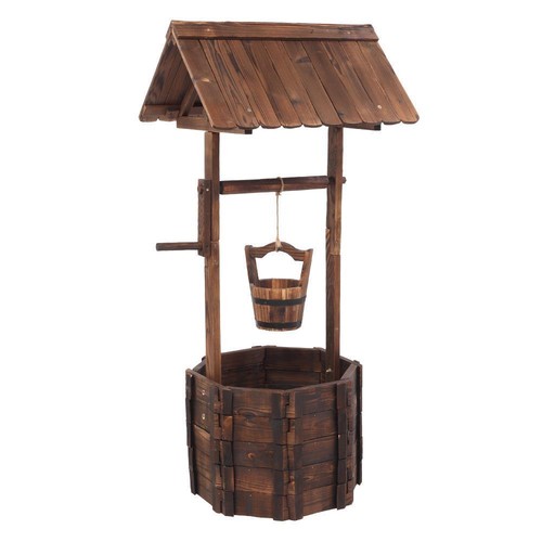 Garden wooden wishing well - wooden,