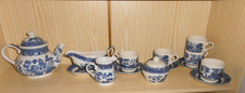 CHURCHILL WILLOW PATERN BLUE AND WHITE TEA-SET