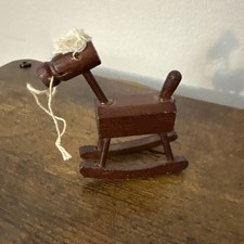 Vintage Wooden Rocking Horse Doll House Or Ornament