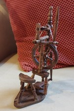 Vintage Miniature Working Doll Spinning Wheel Wooden Hand Crafted Spinning Wheel