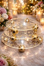 Set of 3 Gold Leaf Resin Round