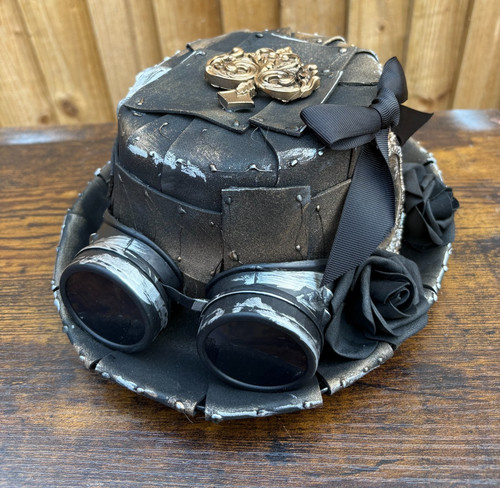 Steampunk metal effect top hat - steampunk,