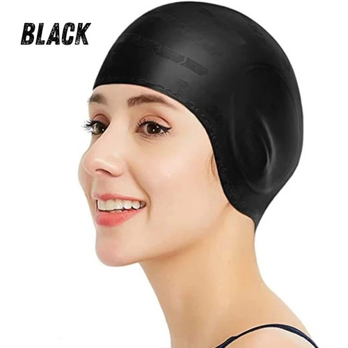Silicone swimming cap with ear - silicone,