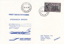 [f21] First Airmail - SAS - Stockholm - Bergen - B 747 Combi - 25/05/1979