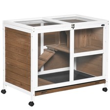 PawHut Wood Rabbit Hutch Bunny