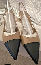 L.K.Bennett Hally Trench/Black Toe Slingback Shoes UK 6 RRP £ 195